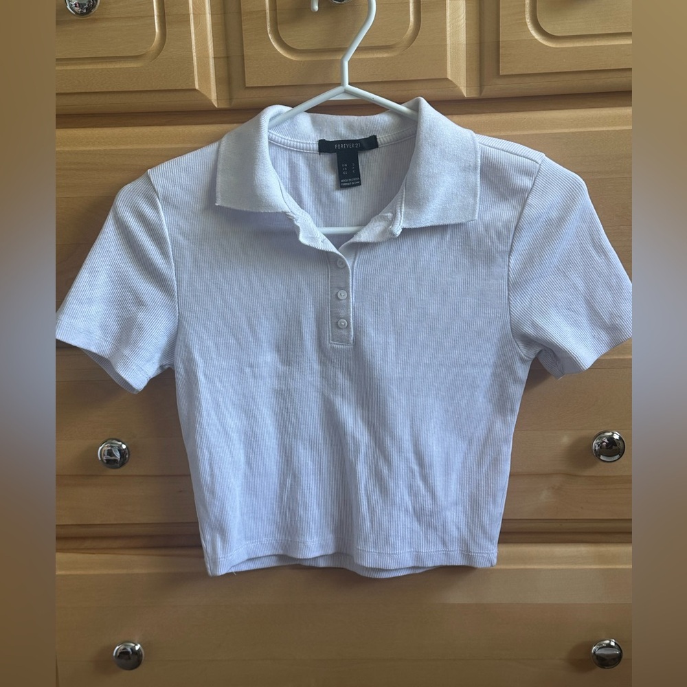 Forever 21 White Ribbed Top